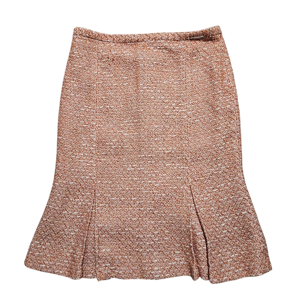 Michelle Belau Orange Salmon Beige Skirt Knee Length Midi Textured Size 2
